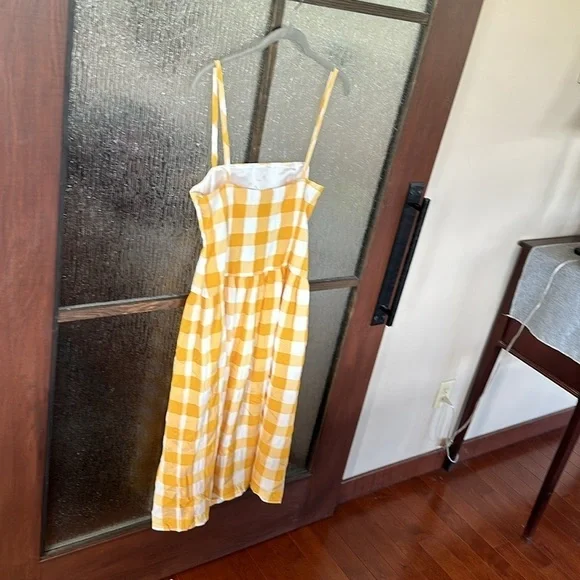 Autumn Adeigbo Lillian Gingham Cutout Midi Sundress in Yellow Gingham size 6